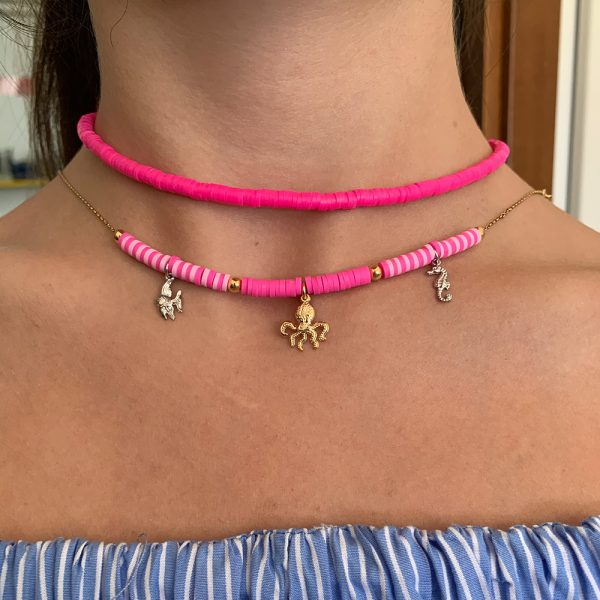 Collana rosa con ciondoli mare - immagine 2