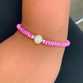 braccialetto rosa con perla