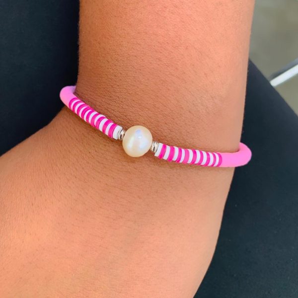 braccialetto rosa con perla