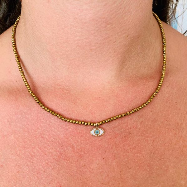 Collana cristalli con ciondolo occhio - immagine 2