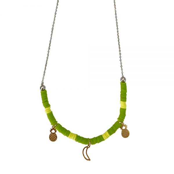 Collana verde gialla con ciondoli