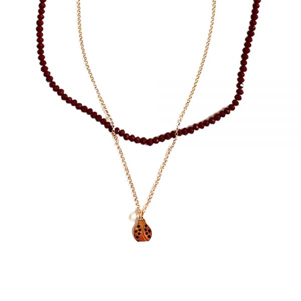 collana rossa coccinella dett