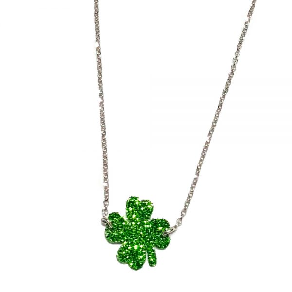 Collana BV quadrifoglio glitter dett