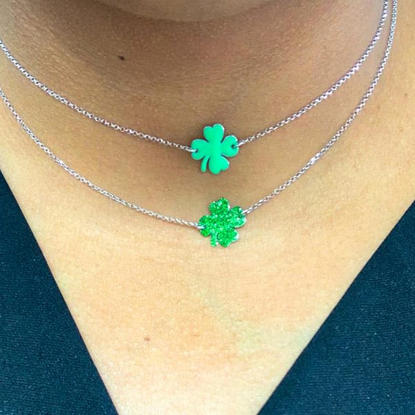 Collana BV quadrifoglio glitter