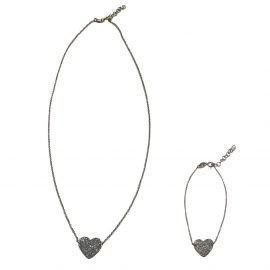 Parure BV cuore argento glitter